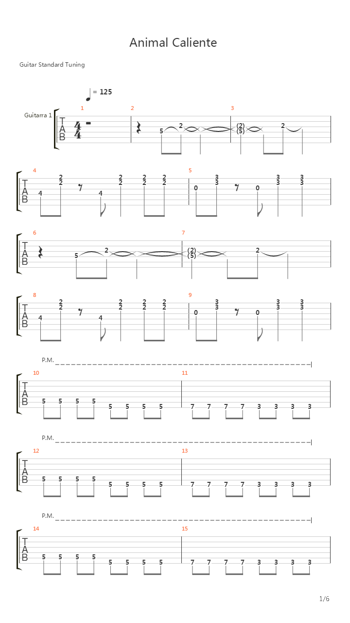 Animal Caliente吉他谱