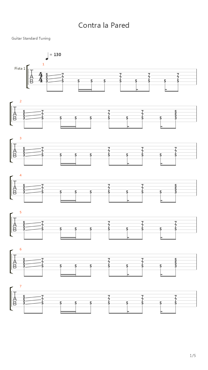 Contra La Pared吉他谱