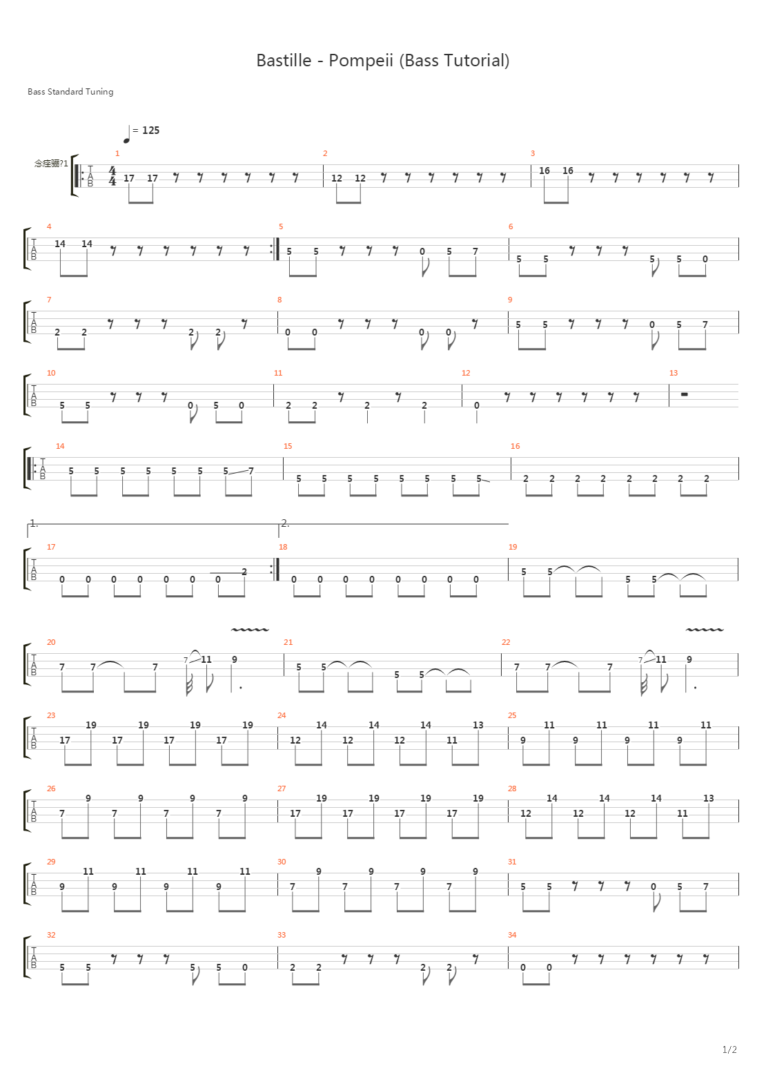 Pompeii (Bass Tutorial by Bas Shiver)吉他谱