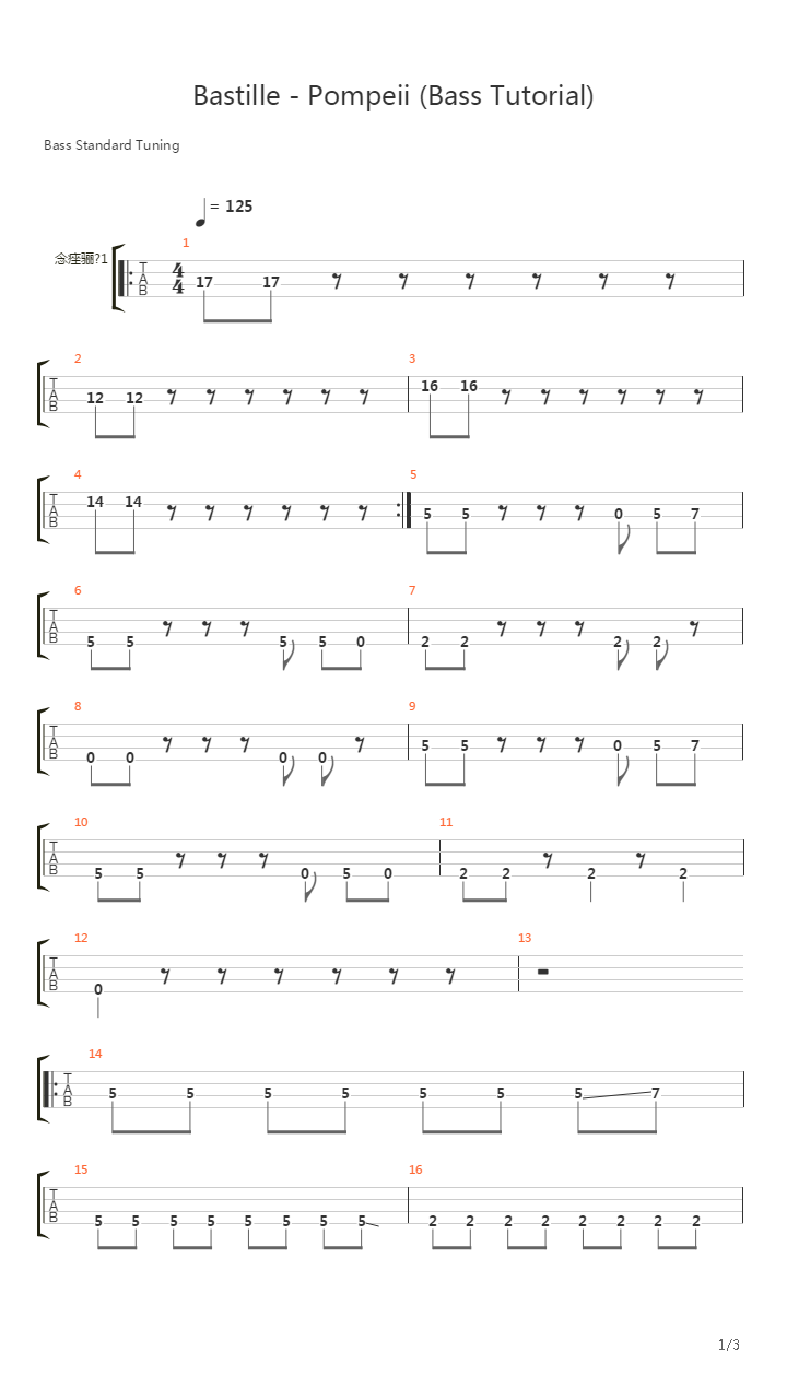 Pompeii (Bass Tutorial by Bas Shiver)吉他谱