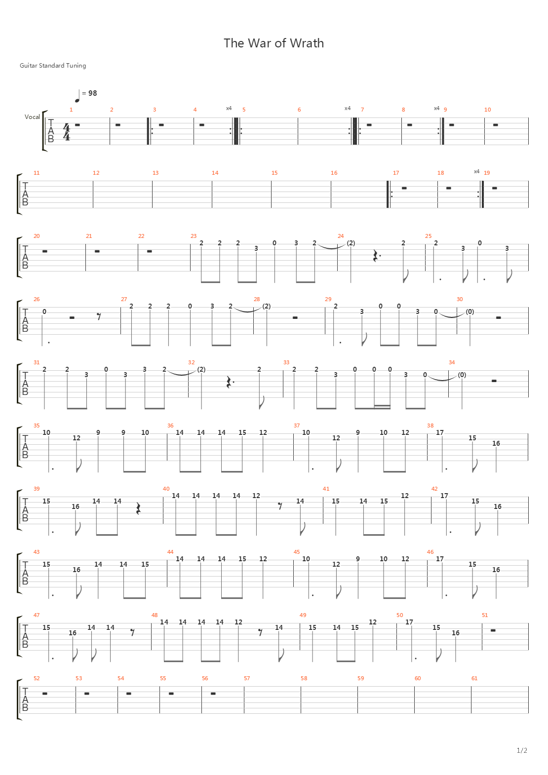 The War of Wrath吉他谱