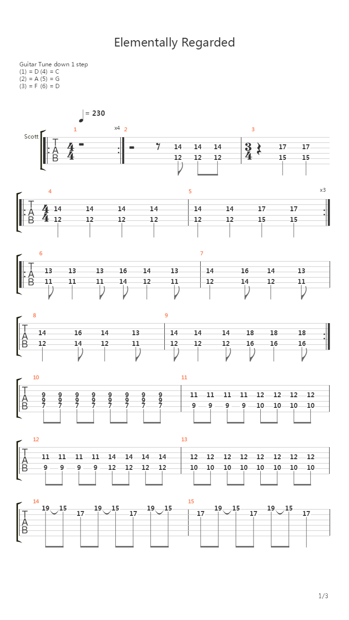 Elementally Regarded吉他谱