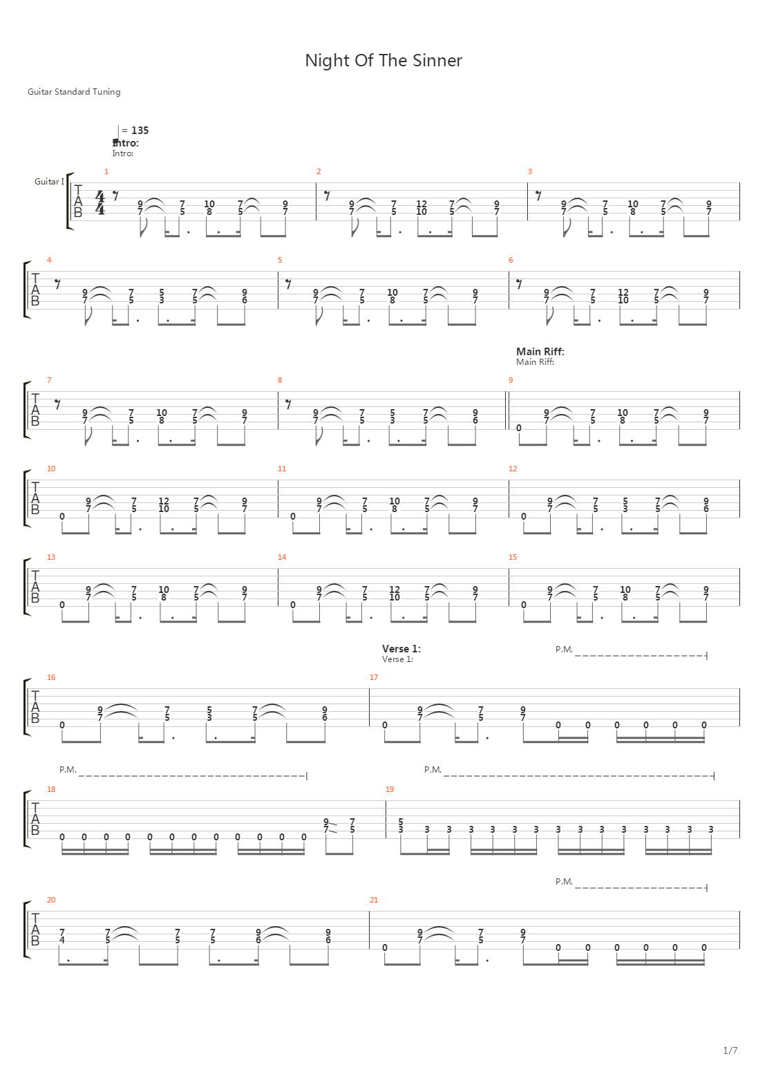 Night Of The Sinner吉他谱