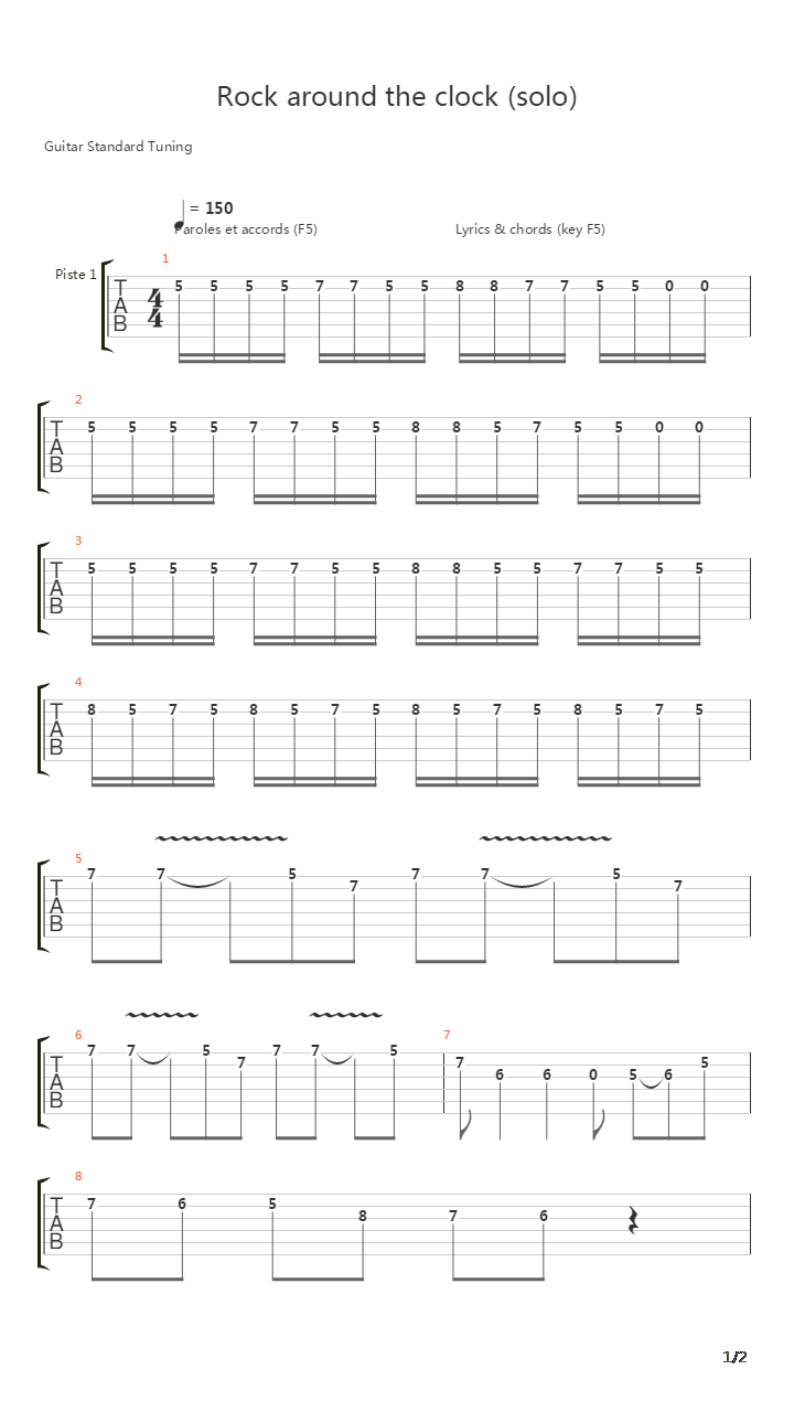 Rock around the clock吉他谱