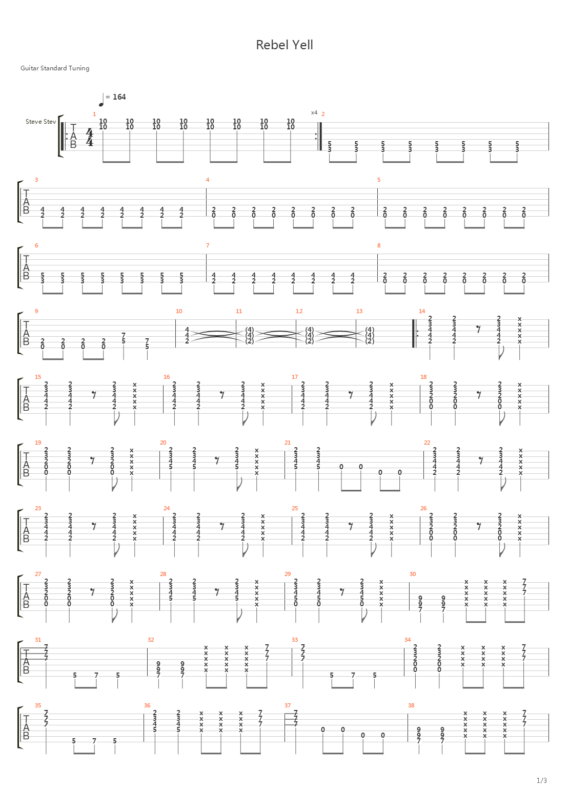Rebel Yell吉他谱
