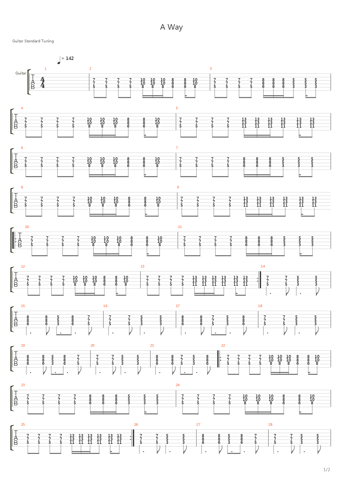 A Way吉他谱