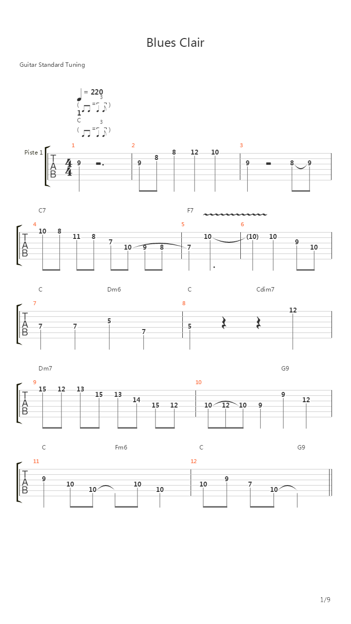 Blues Clair吉他谱