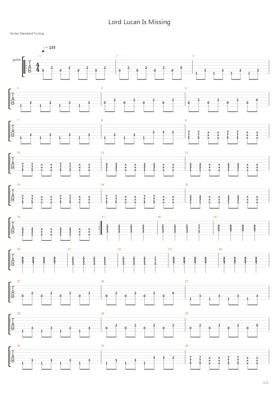 Lord Lucan Is Missing吉他谱