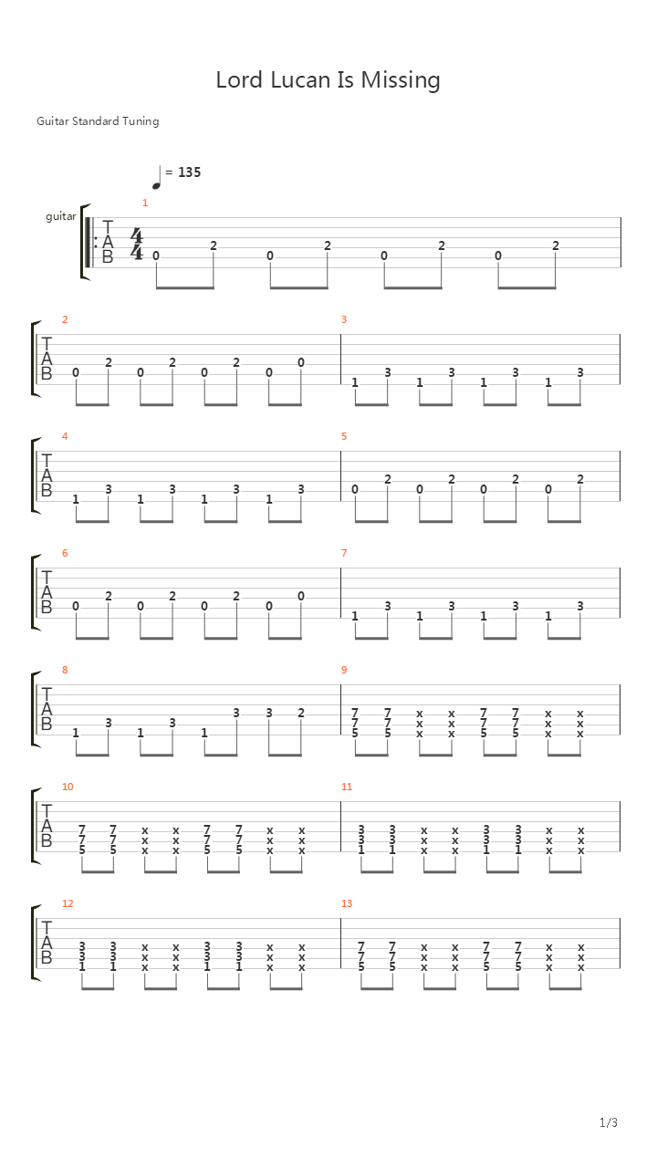 Lord Lucan Is Missing吉他谱
