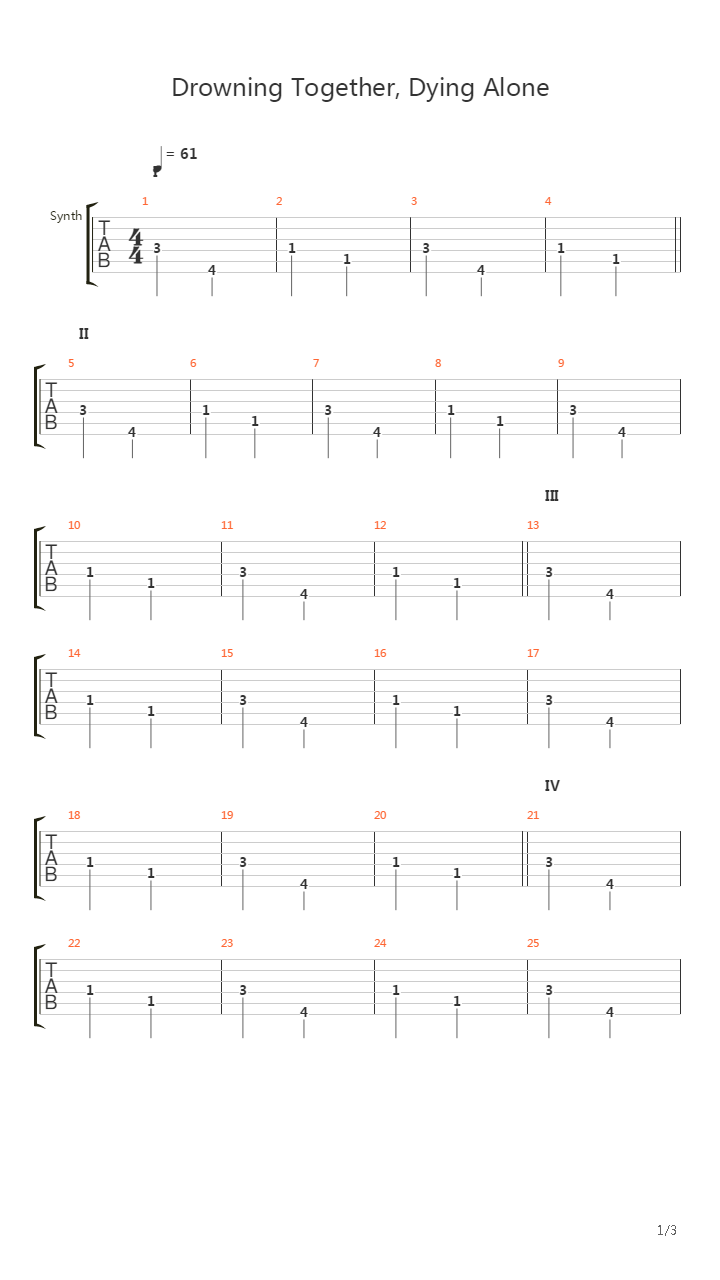 Drowning Together Dying Alone吉他谱