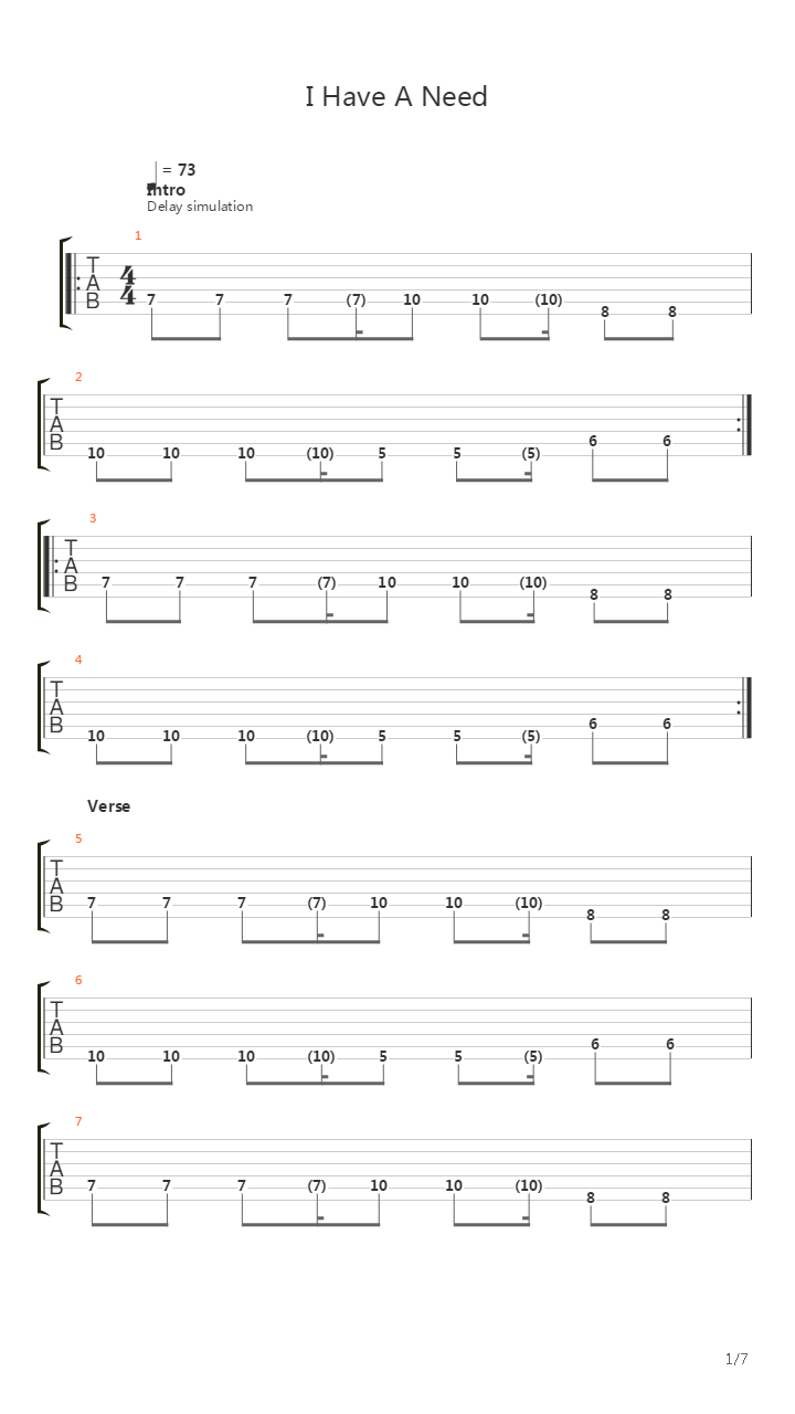 I Have A Need吉他谱