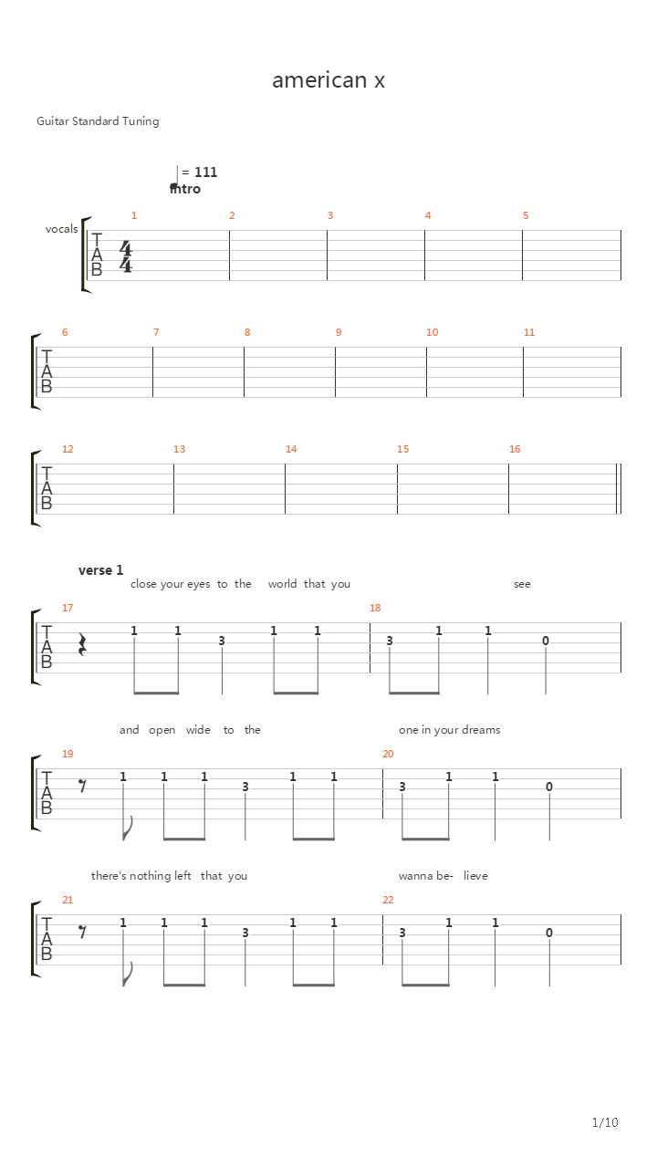 American X吉他谱