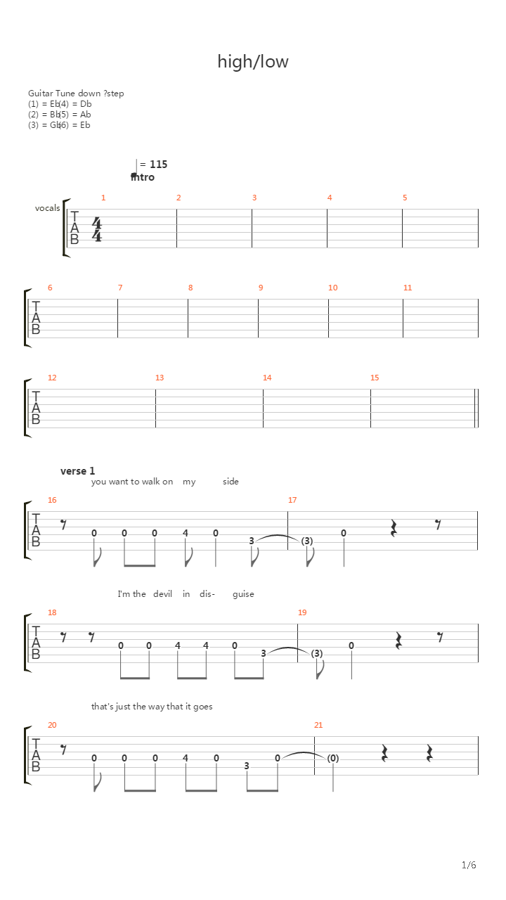 High Low吉他谱