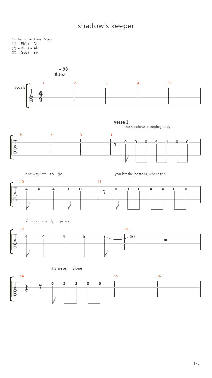 Shadows Keeper吉他谱