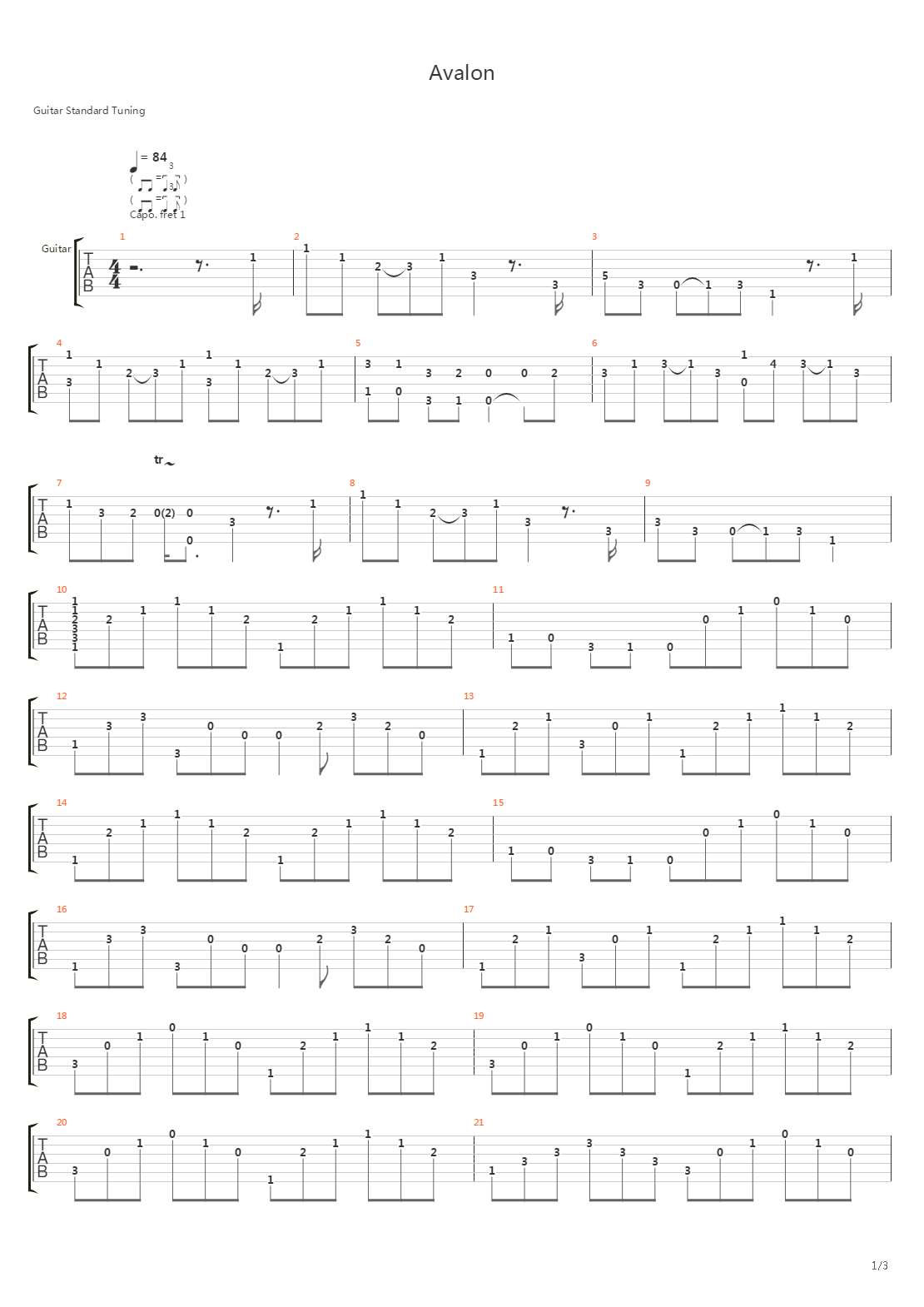 Avalon吉他谱