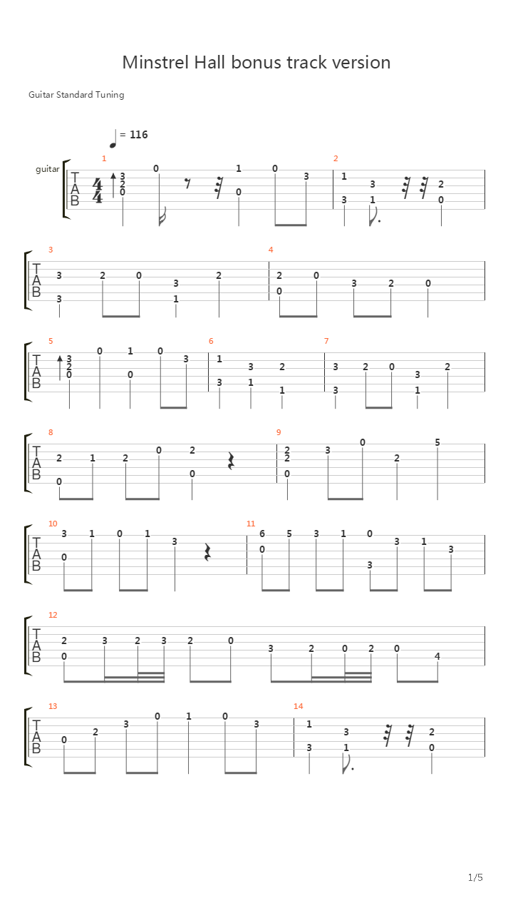 Minstrel Hall吉他谱