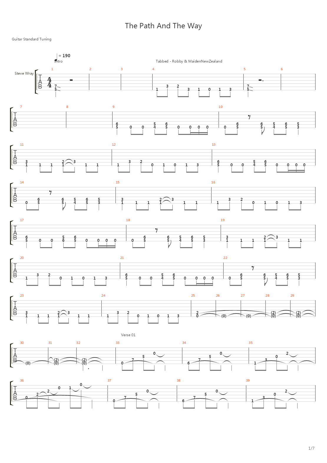 The Path And The Way吉他谱