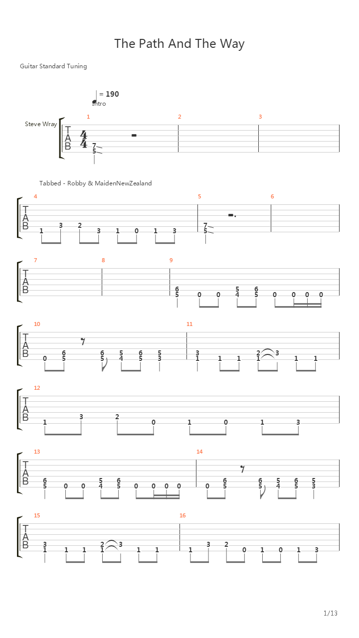 The Path And The Way吉他谱