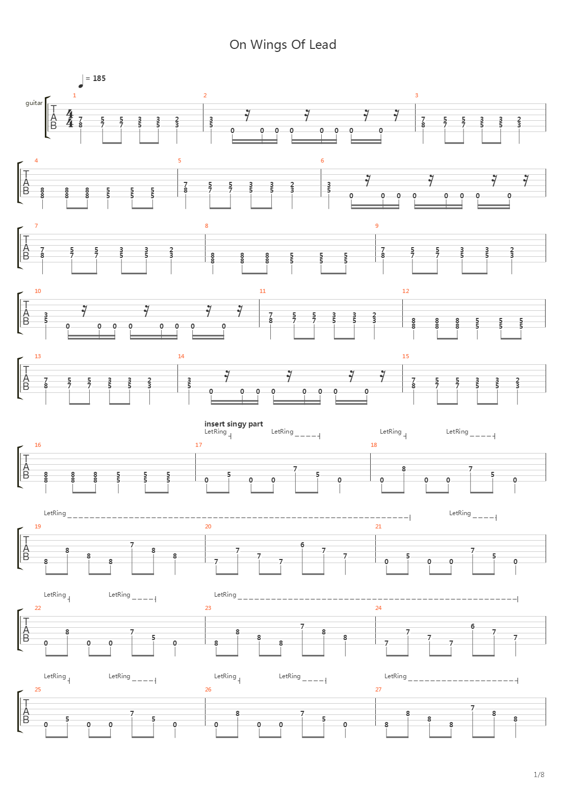 On Wings Of Lead吉他谱