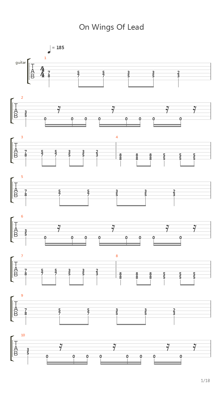On Wings Of Lead吉他谱