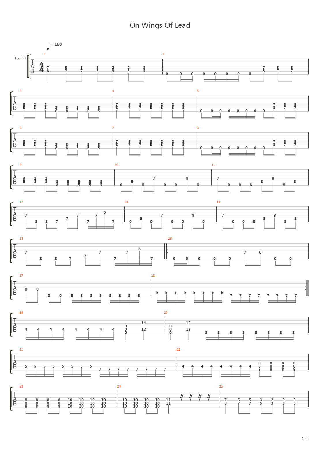 On Wings Of Lead吉他谱