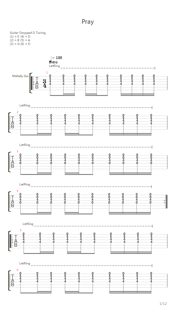 Pray吉他谱