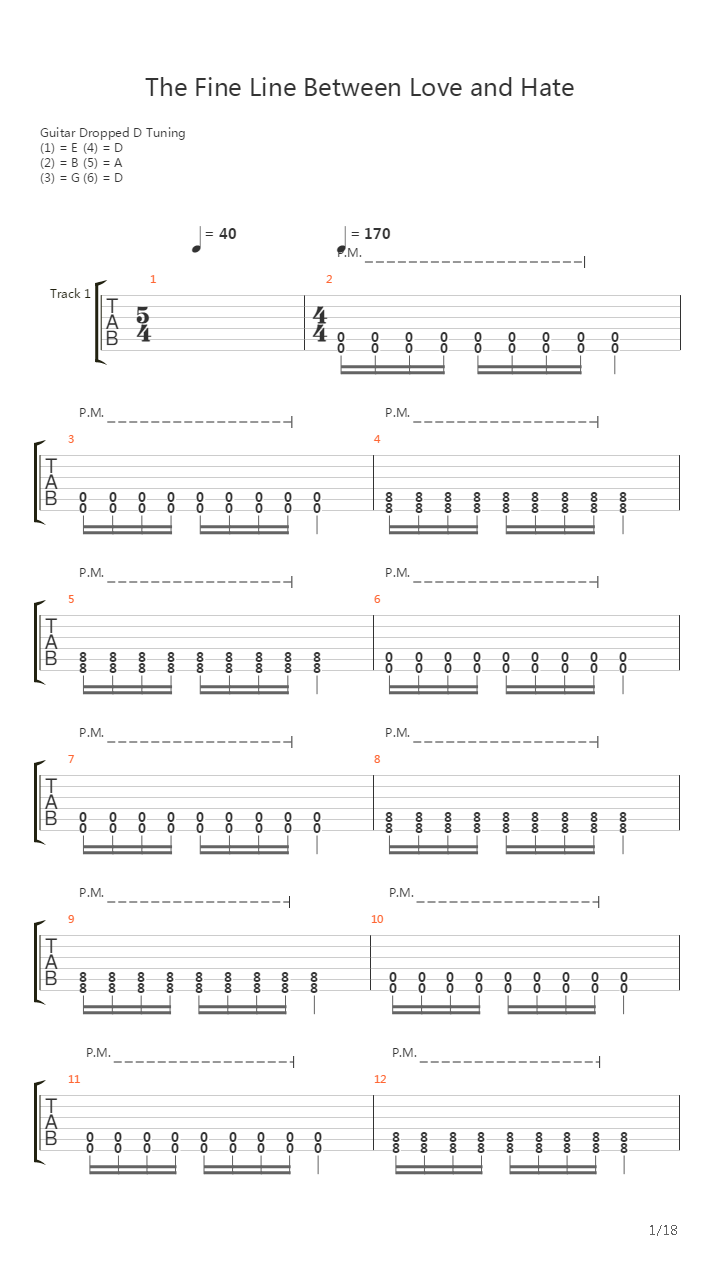 The Fine Line Between Love And Hate吉他谱