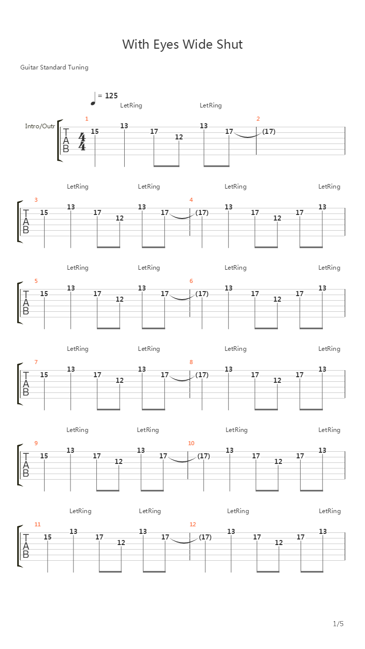 With Eyes Wide Shut吉他谱
