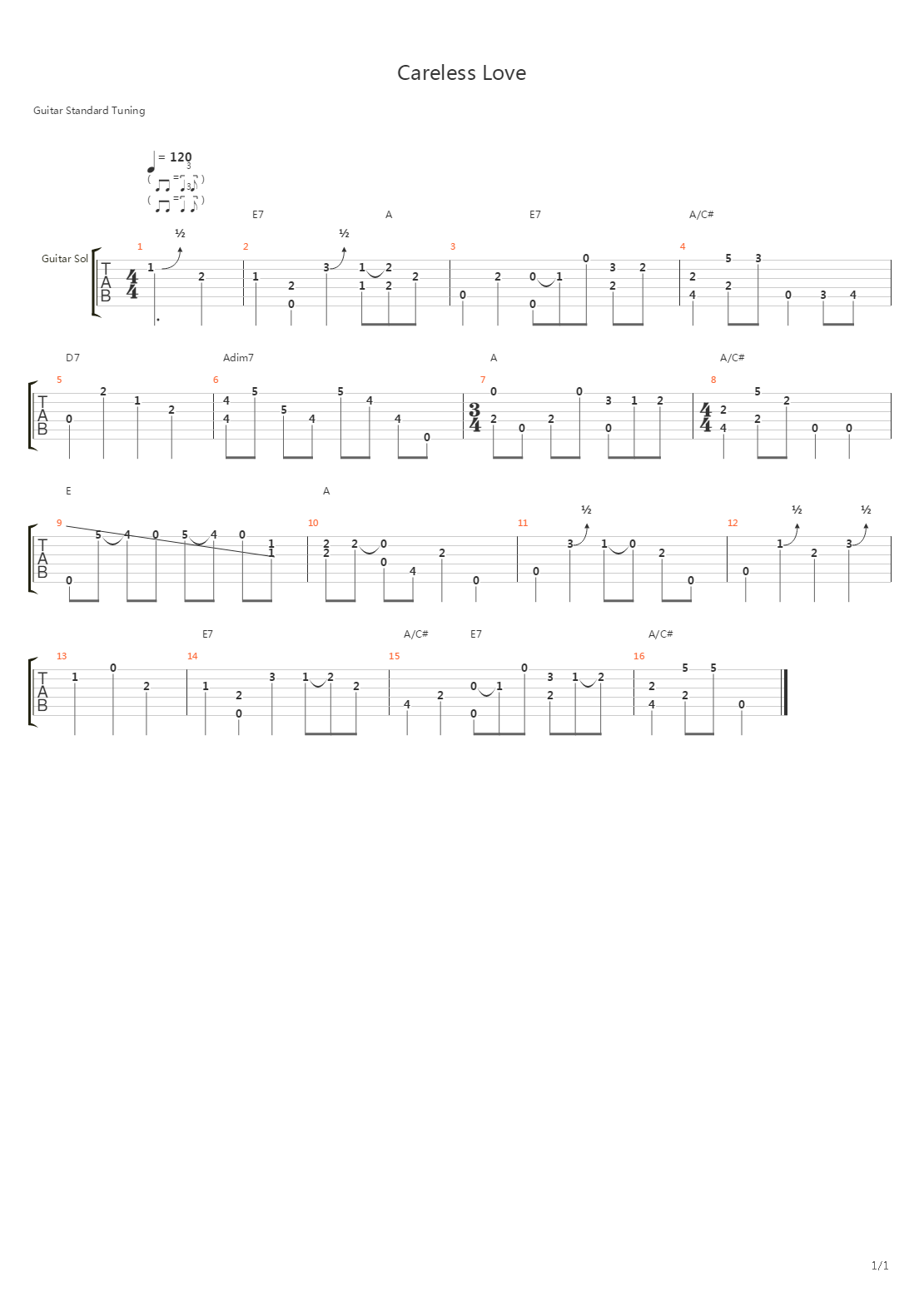 Careless Love吉他谱