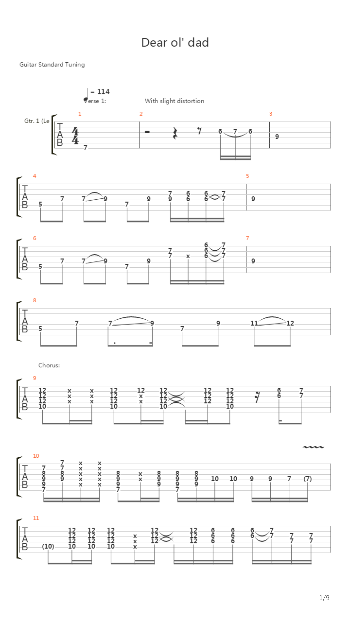 Dear Ol' Dad吉他谱