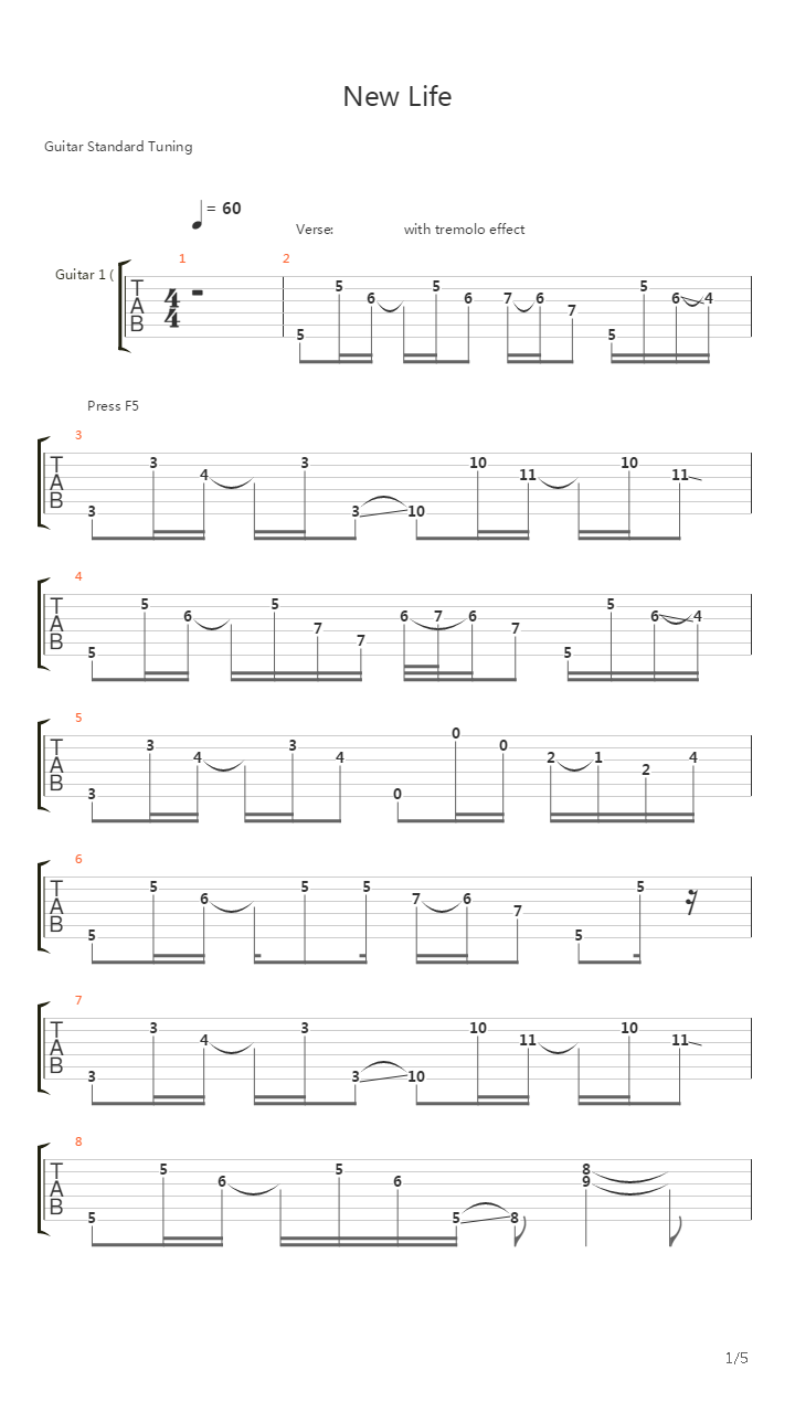 New Life吉他谱