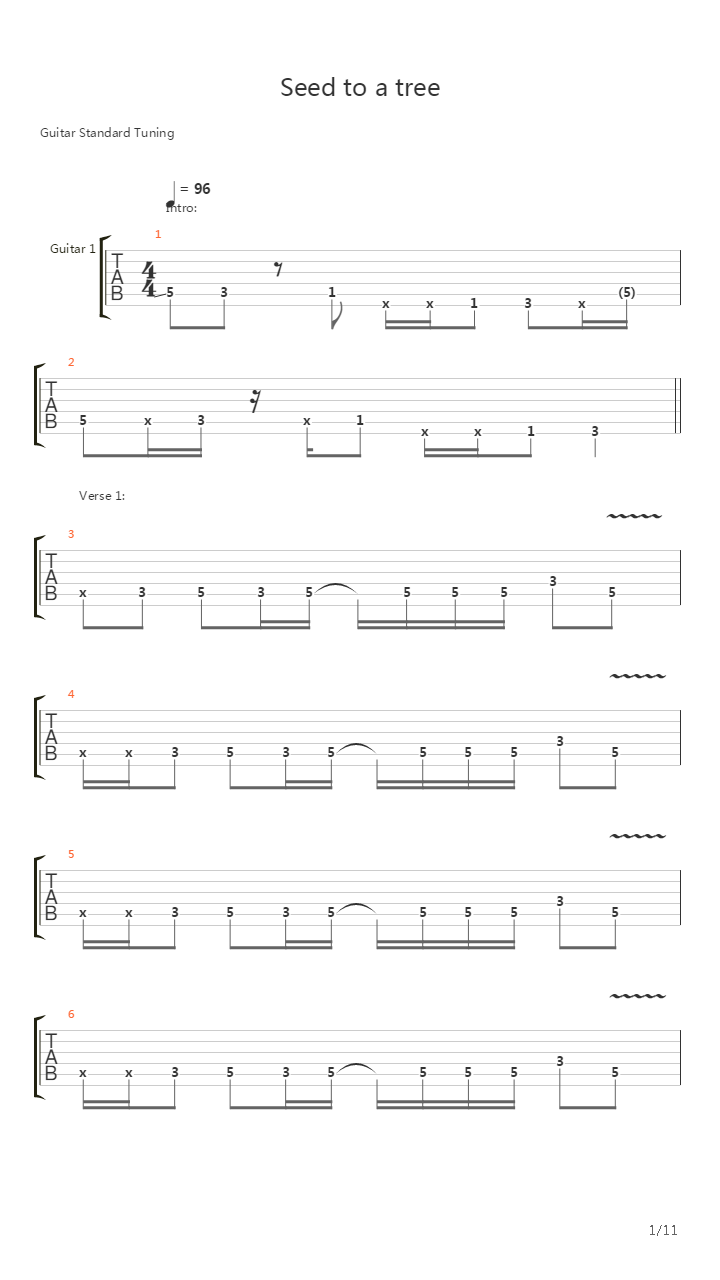 Seed To A Tree吉他谱