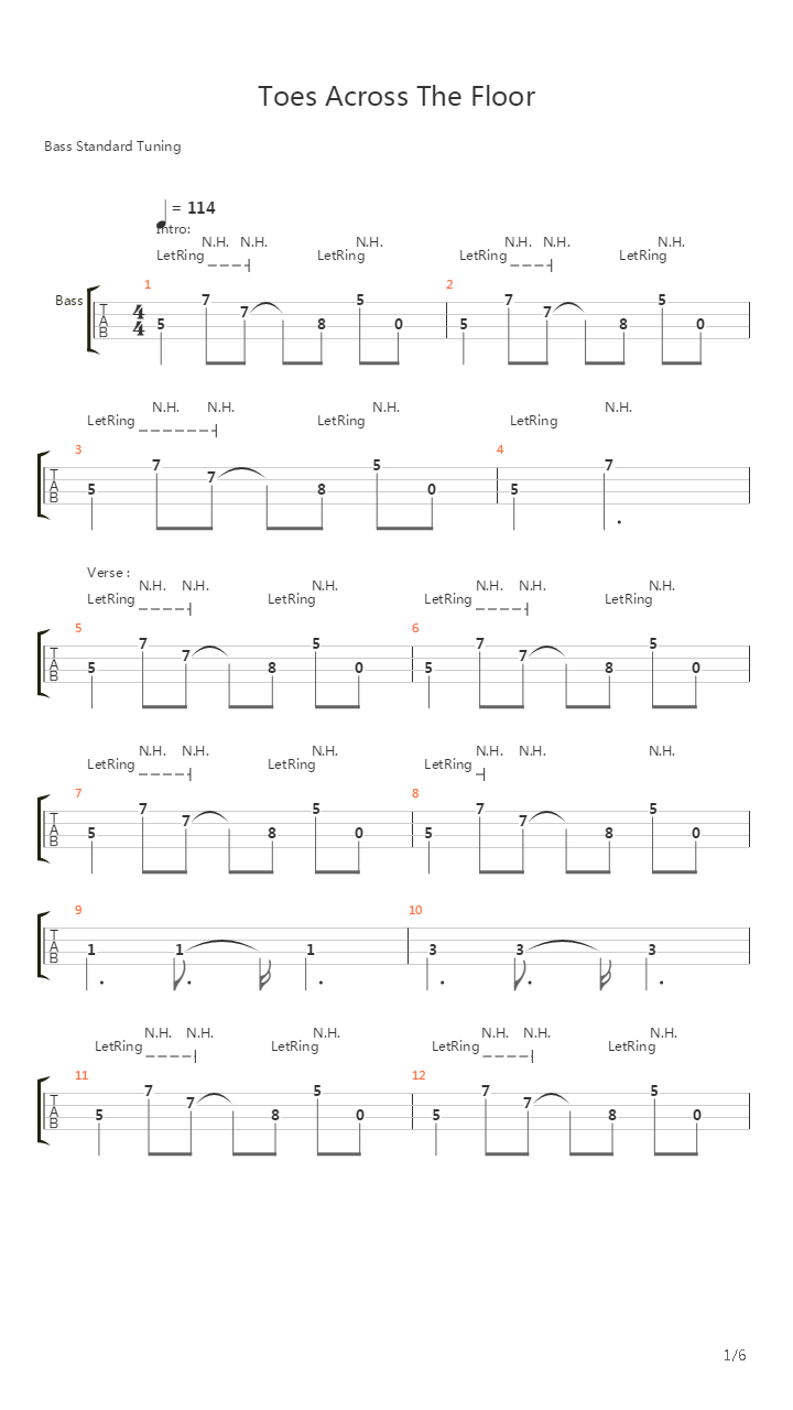 Toes Across The Floor吉他谱
