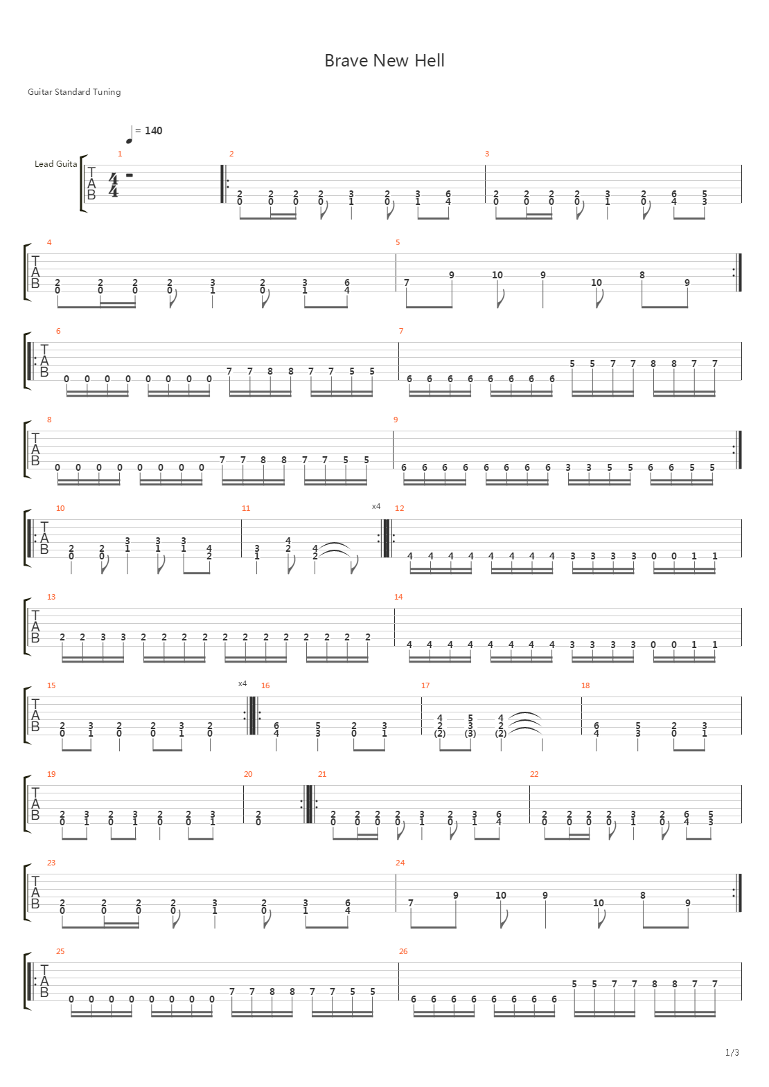 Brave New Hell吉他谱