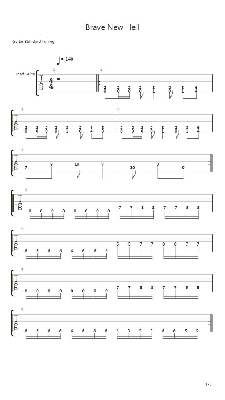 Brave New Hell吉他谱