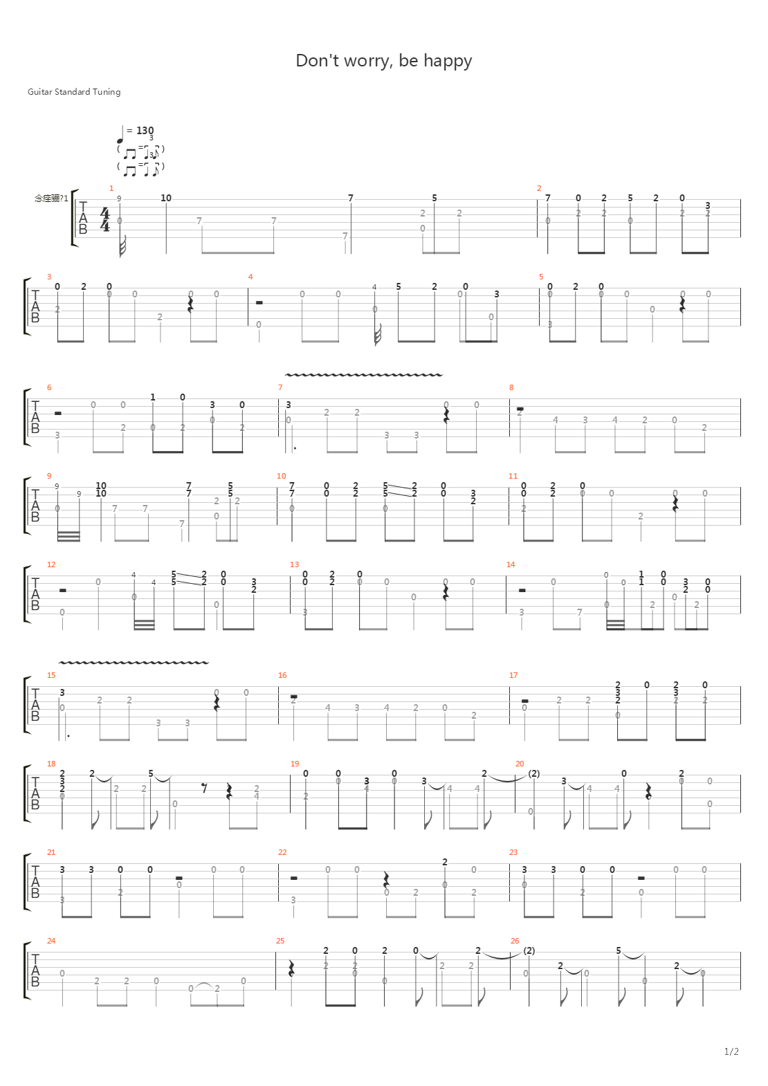 Don't Worry, Be Happy吉他谱