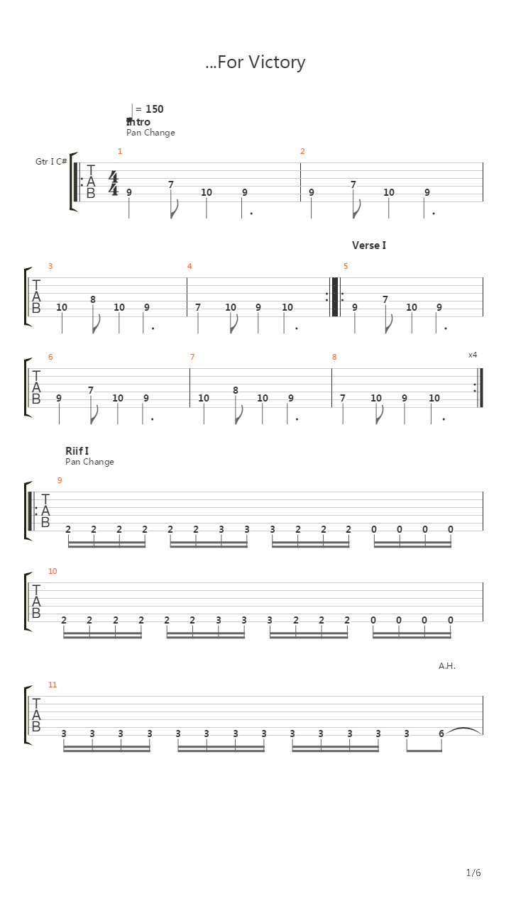 For Victory吉他谱