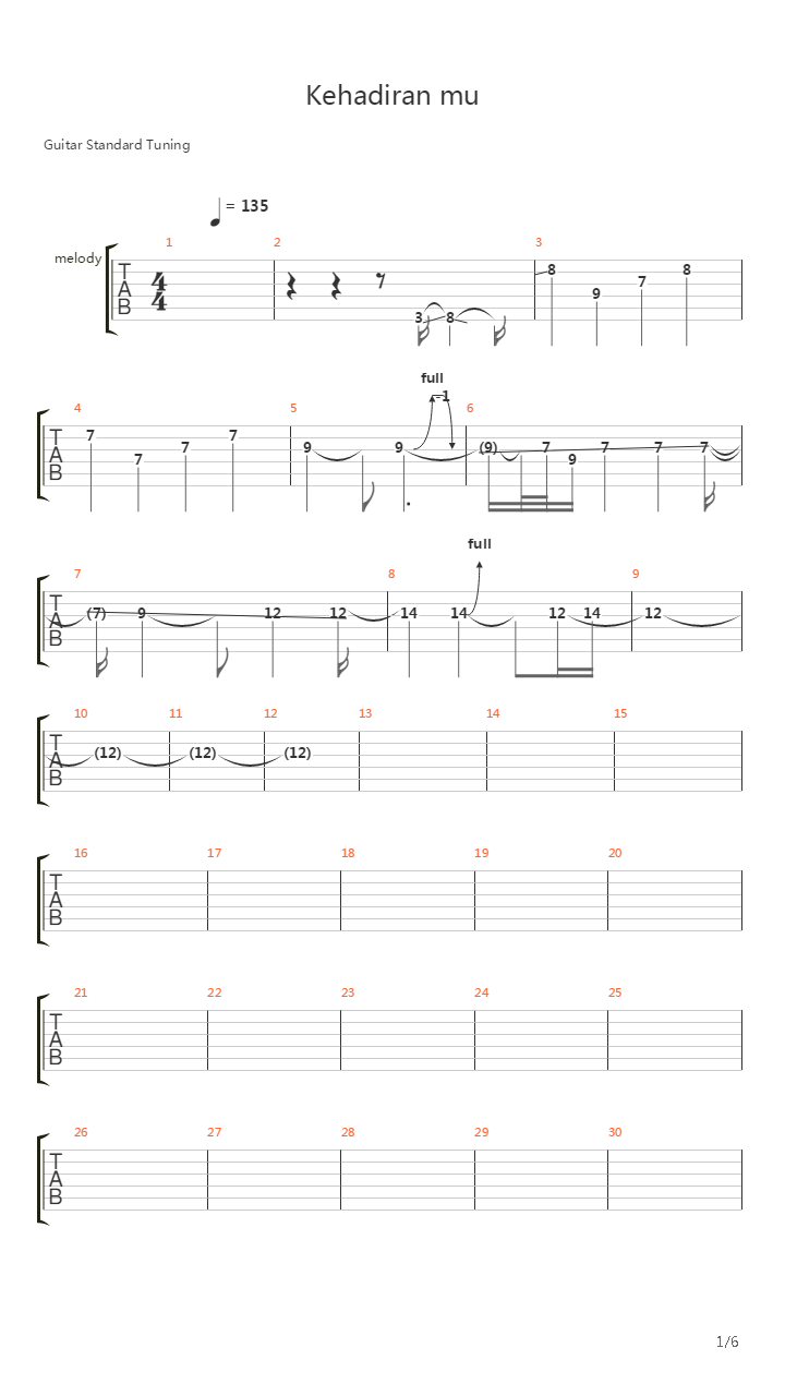 Kehadiran Mu吉他谱