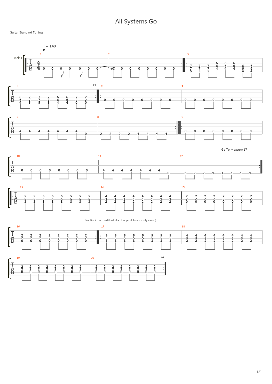 All Systems Go吉他谱