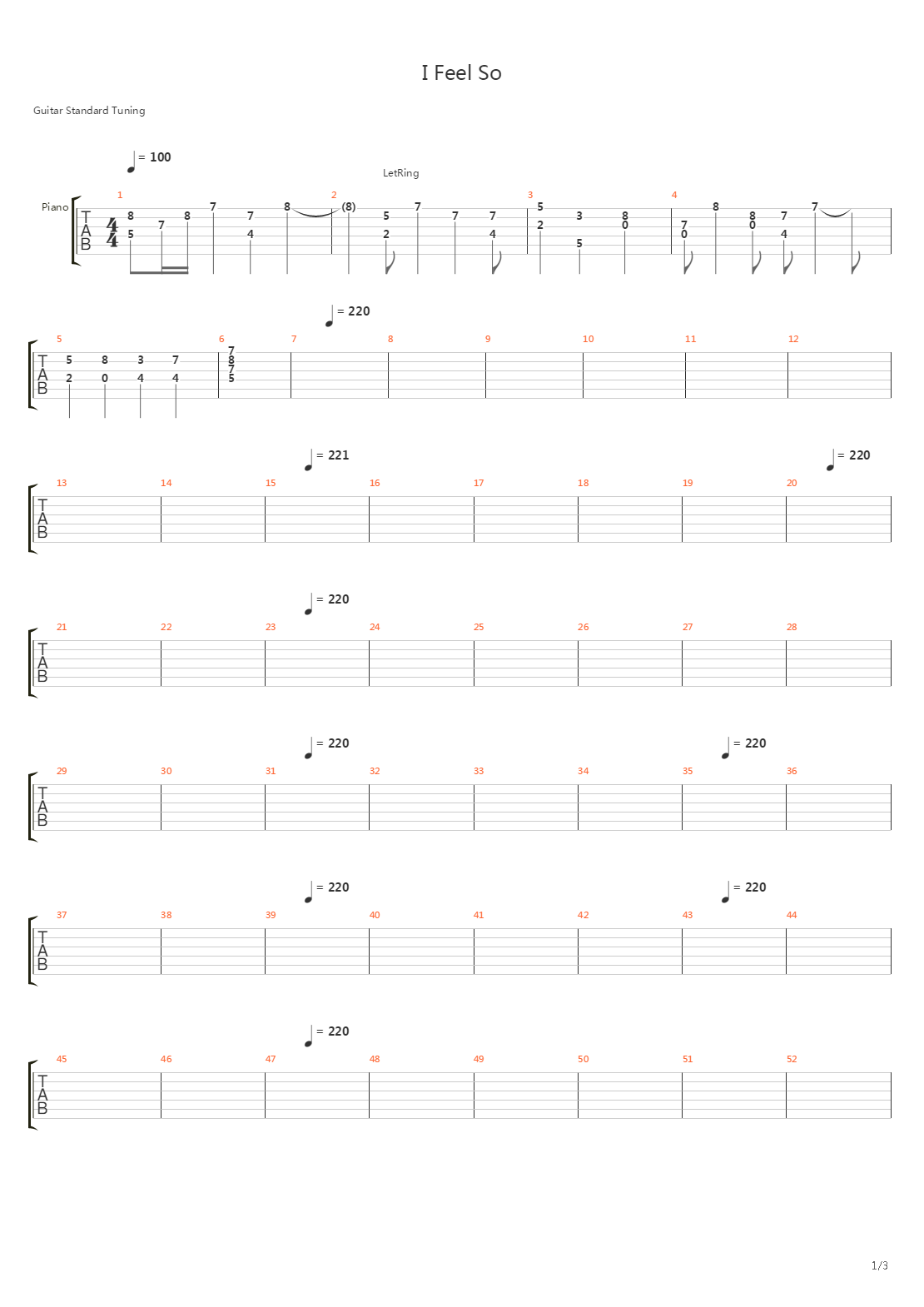 I Feel So吉他谱
