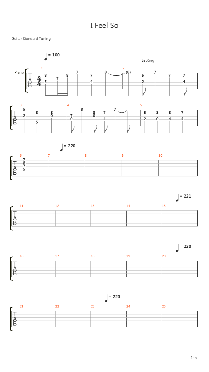 I Feel So吉他谱