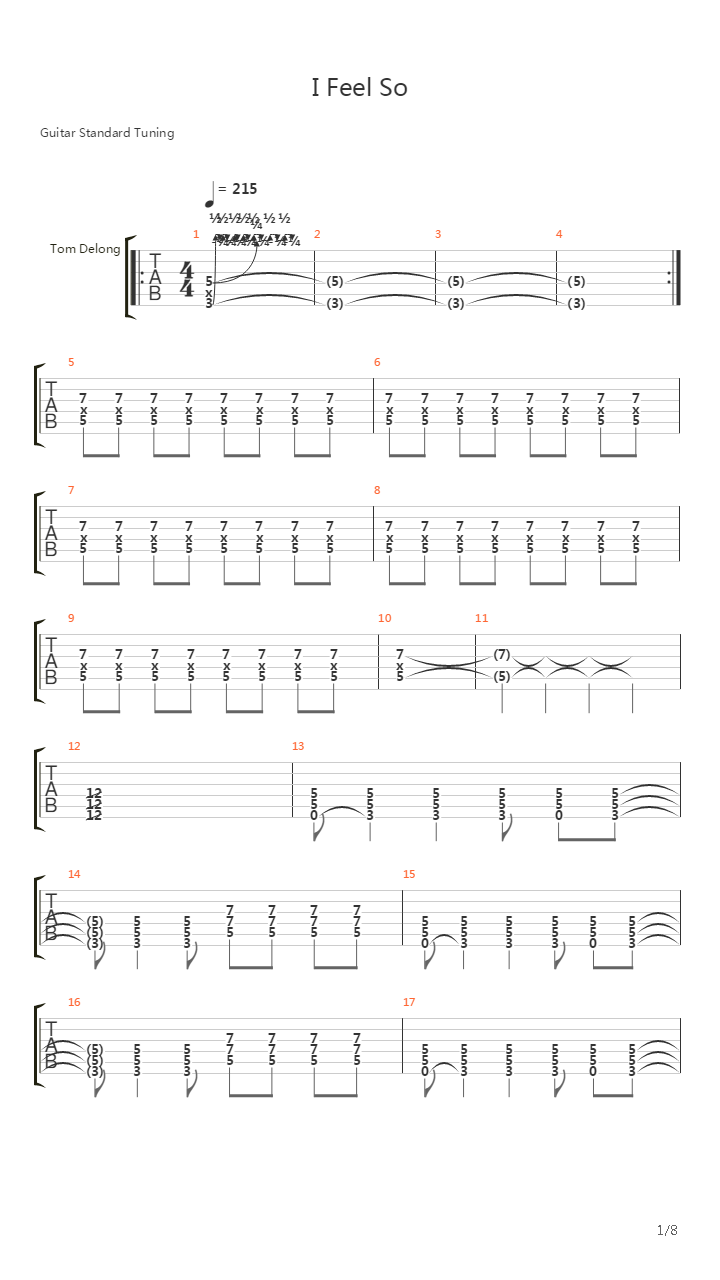 I Feel So吉他谱
