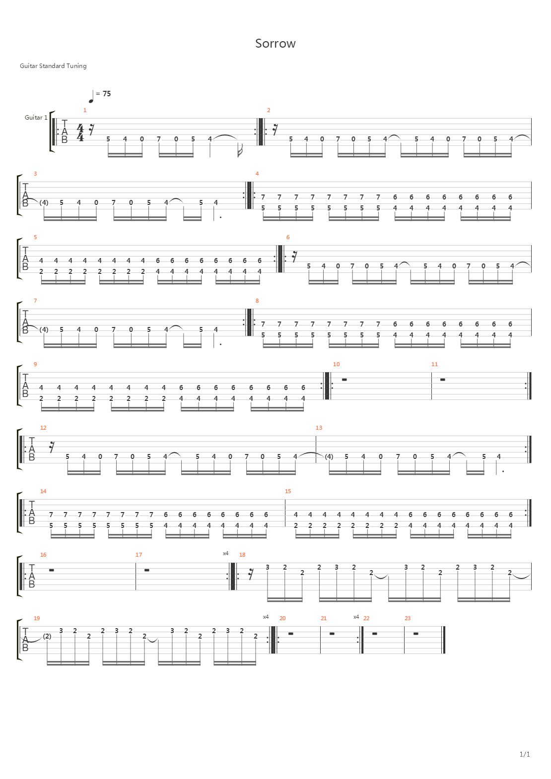 Sorrow吉他谱