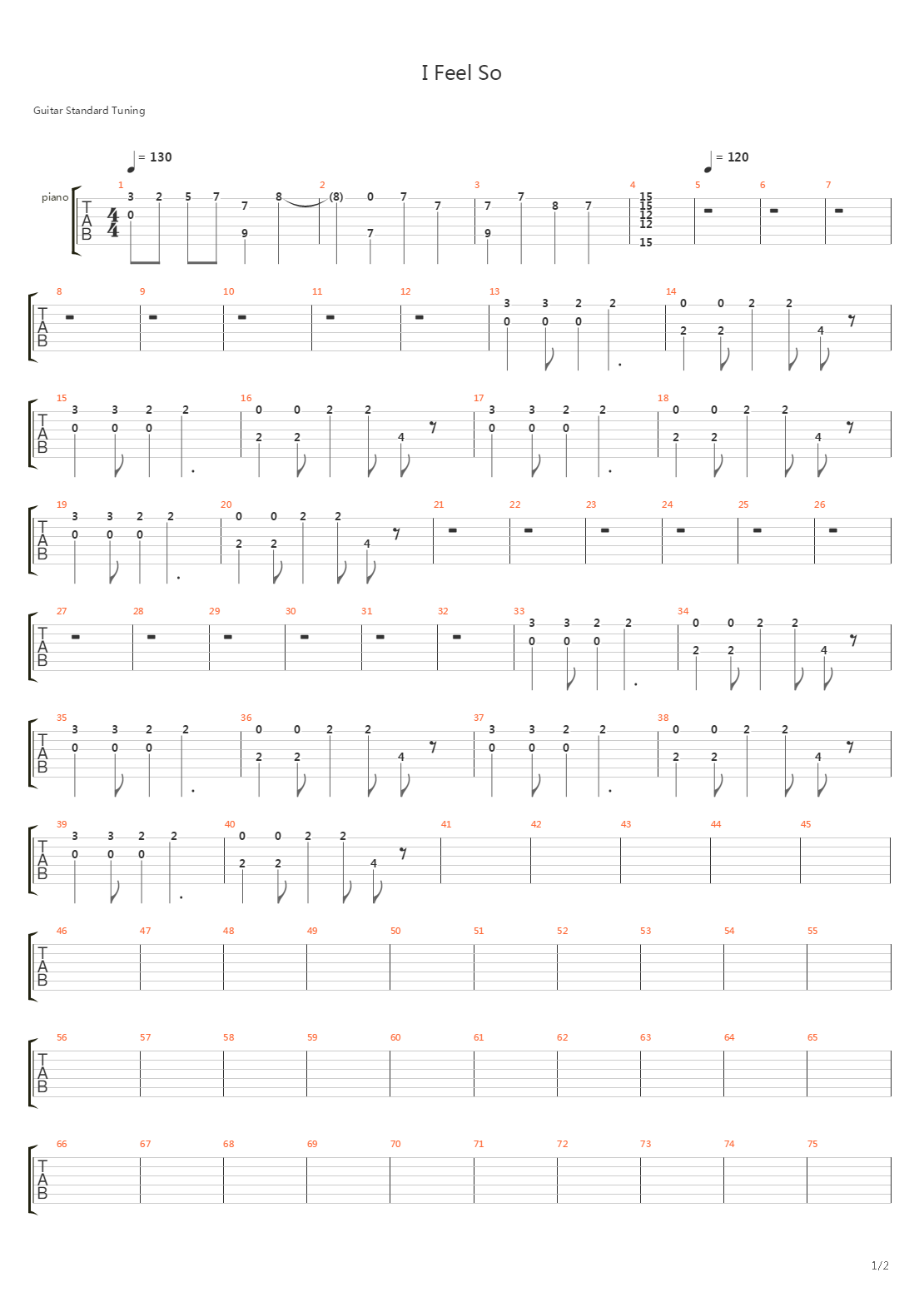 I Feel So吉他谱