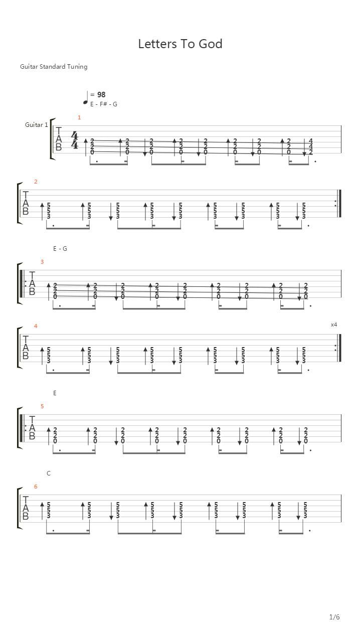 Letters To God吉他谱