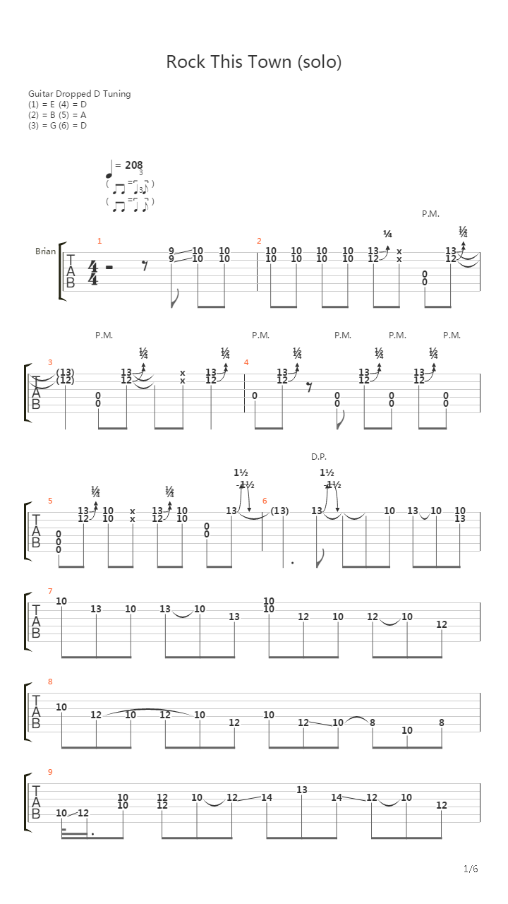 Rock This Town (guitar solo)吉他谱