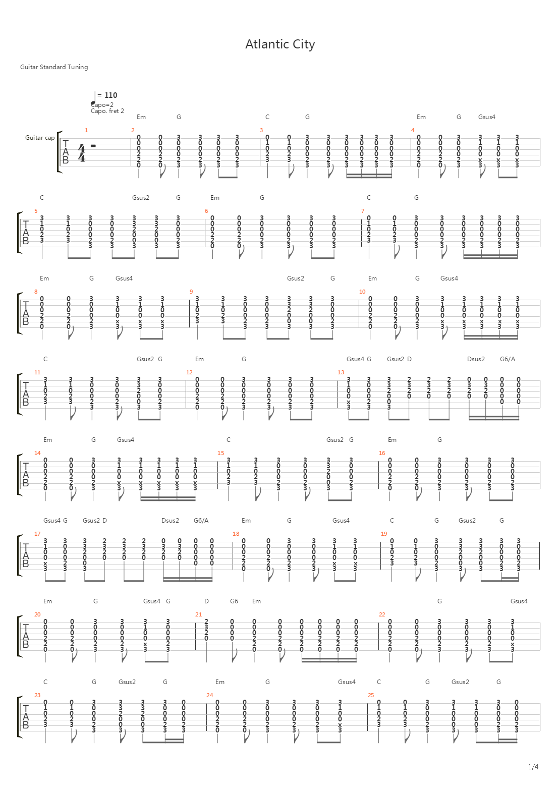 Atlantic City吉他谱