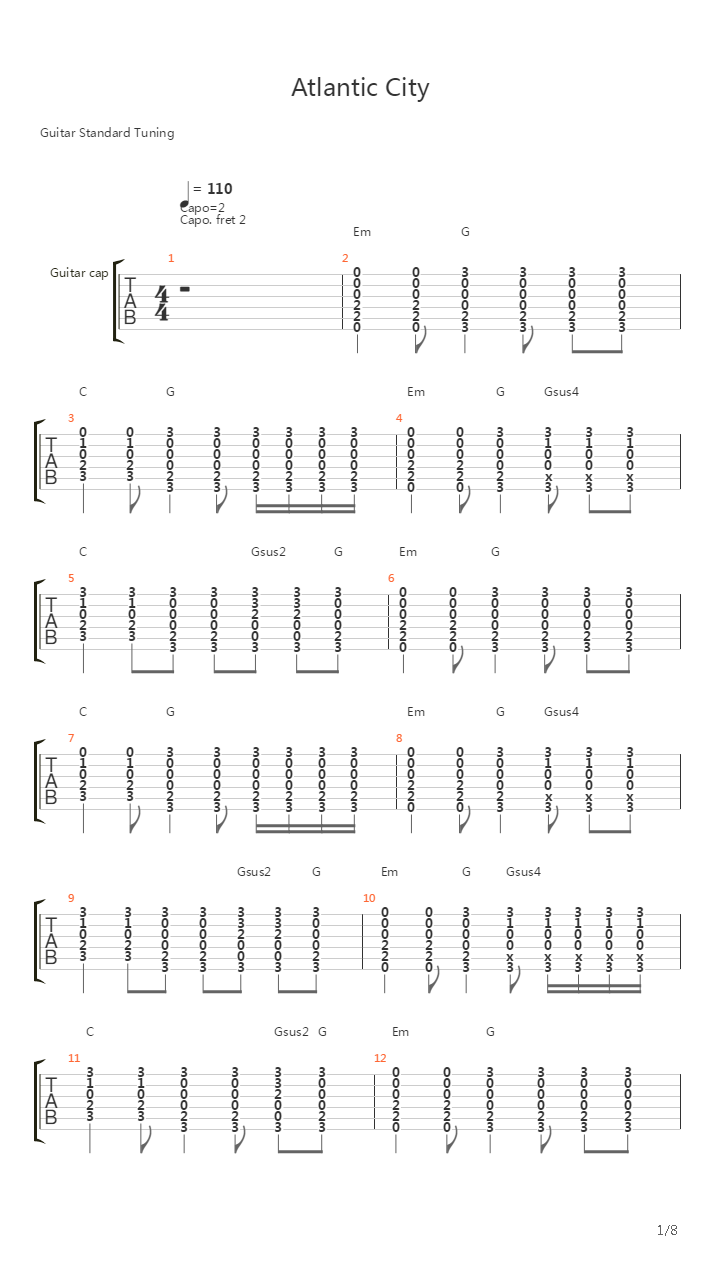 Atlantic City吉他谱