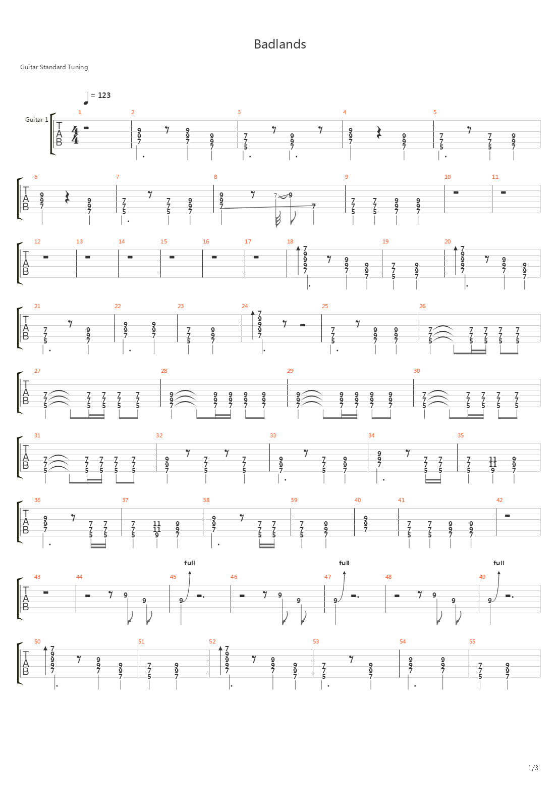 Badlands吉他谱