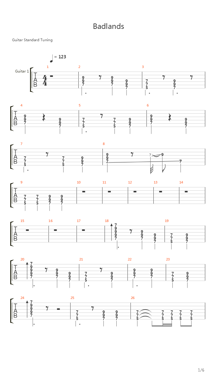 Badlands吉他谱